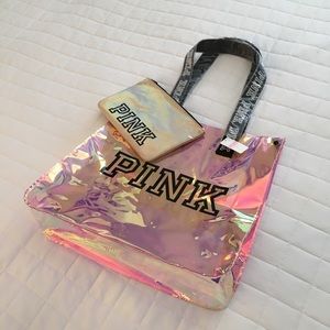 Victoria’s Secret PINK Tote Bag and Gold Pouch